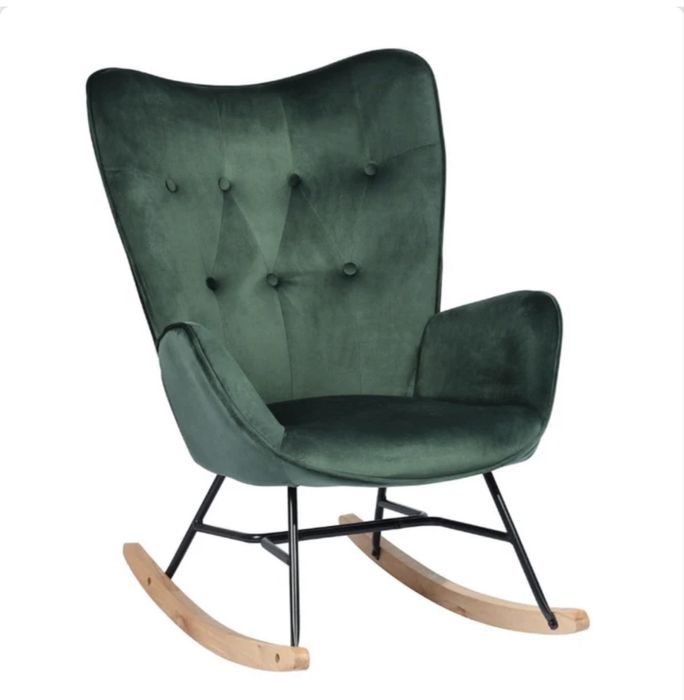 Fotoliu balansoar de catifea verde