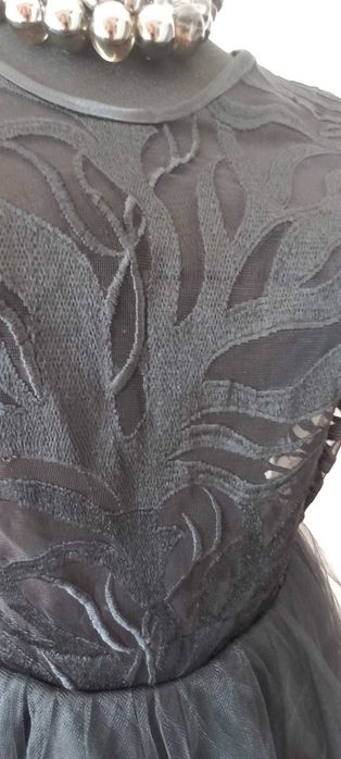 Rochie ocazie din dantela neagra si tulle, NOU cu eticheta