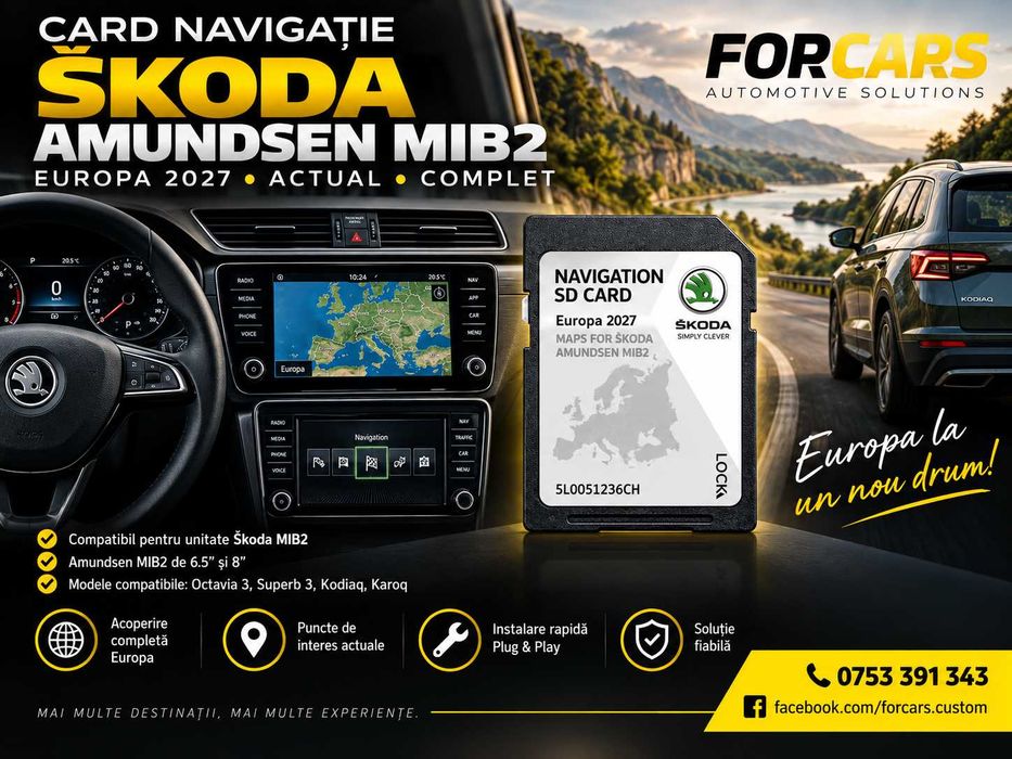 SD Card hărți navigație 2027 Skoda Octavia Superb Kodiaq Karoq Kamiq