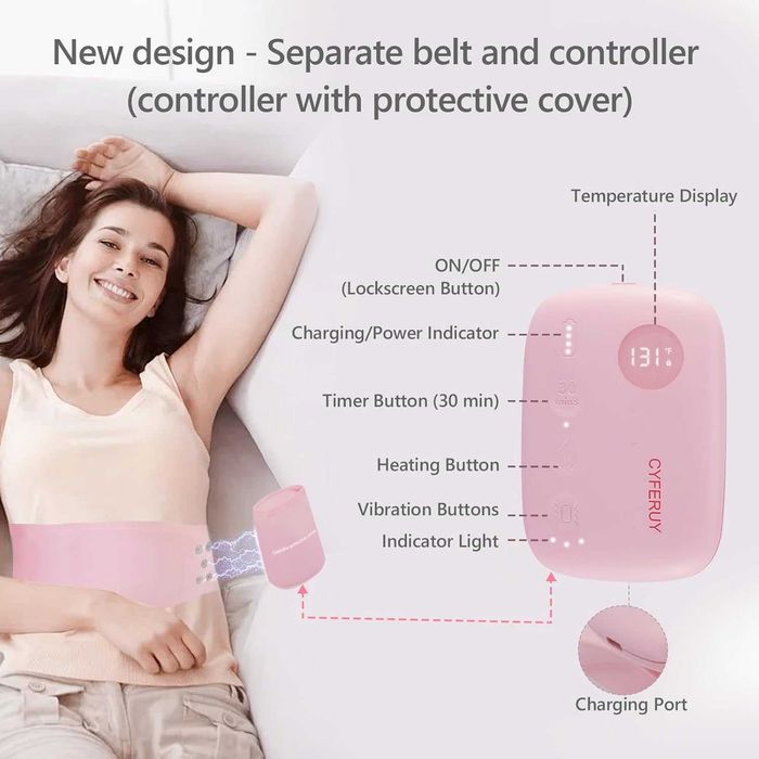 Преносим безжичен колан с 3 нива на топлина и режими на масаж 	CYFERUY