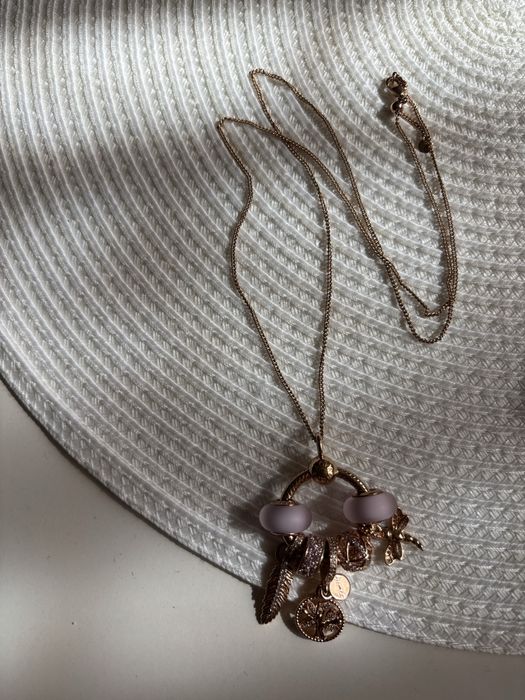 Сребърно колие с розово злато Pandora