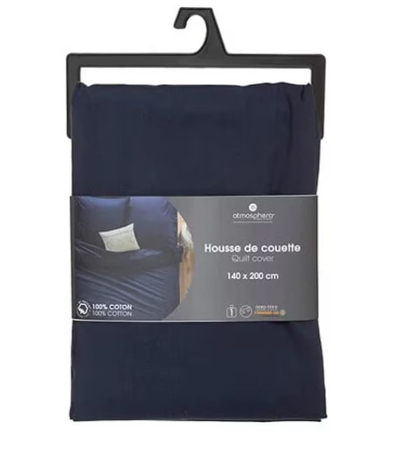 Husa de pilota Atmosphera, 140 x 200 cm, Bumbac 100% Albastru-Cerneala