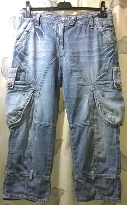 Blugi subtiri Only Jeans UNISEX 3/4 cu multe buzunare, tur putin lasat