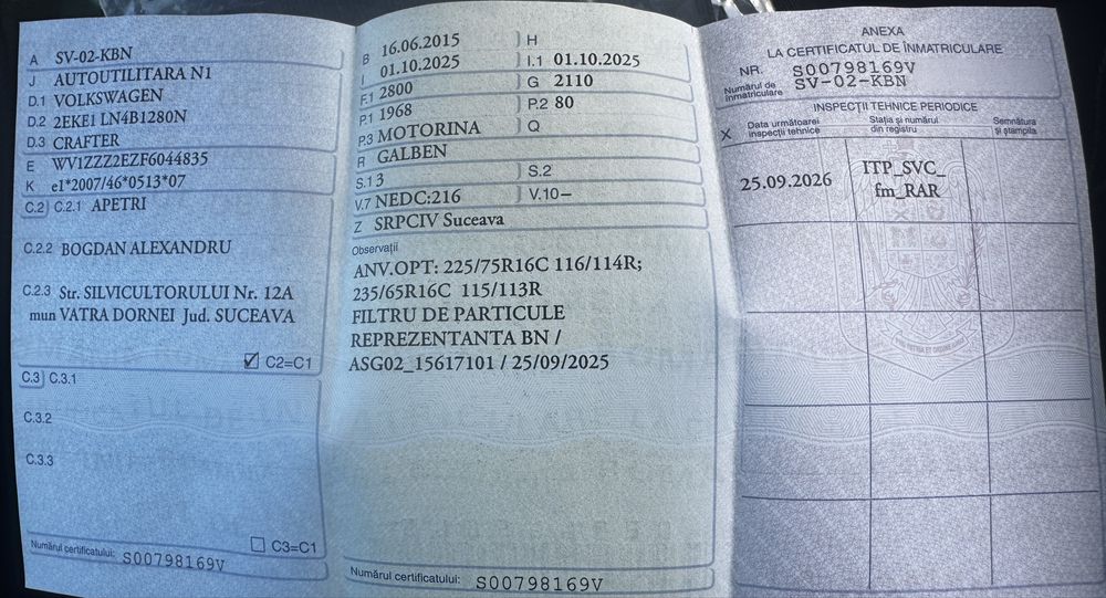 VW Crafter 2.0 2015 N1 Motovan 244.000 km (Nu a carat marfa in Romania