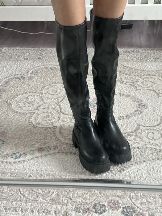 Ботфорты черные кожаные