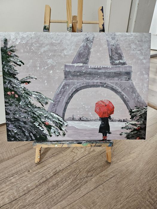 "Зимен паун – ръчно рисувана акрилна картина"