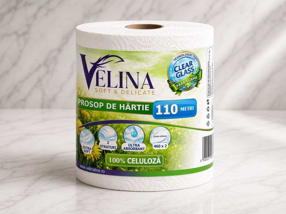 Pachet Promo Detergent Geamuri 5L + Prosop Velina 110M / 1000g