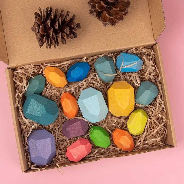 Детски контруктор Камъни/дървени блокове – 16 бр