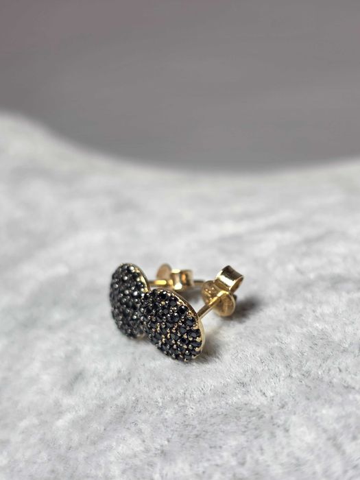 Cercei Aur 14K cu Zirconii Negre | Eleganță Modernă și Strălucire Rafinată