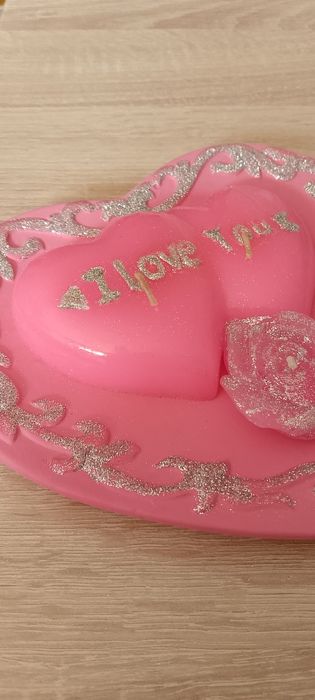 Свеча "сердечки" розовая.