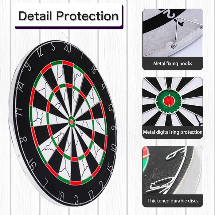 Set profesional darts 45 cm 6 sageti varf metalic 2 fete design clasic