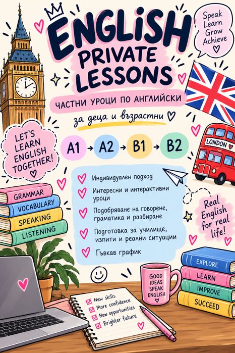 Уроци по английски език/Ниво А1-В2
