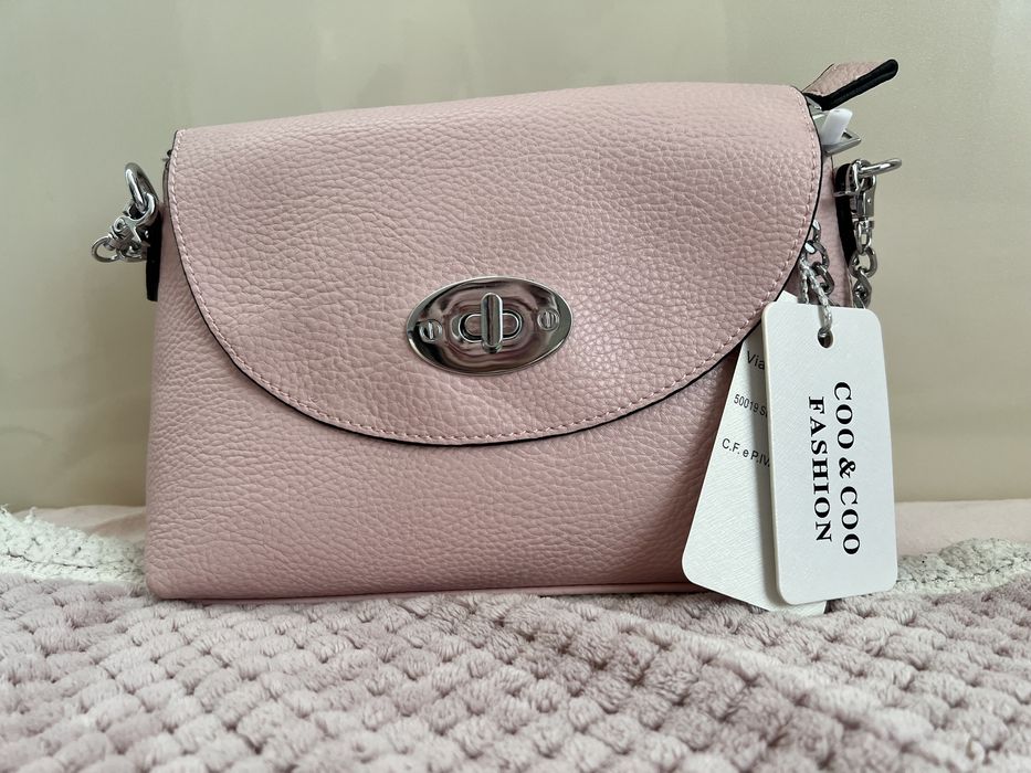 Чисто нова розова дамска чанта през рамо с етикет