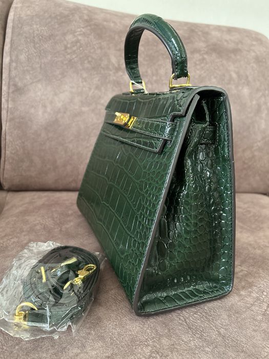 Кожа сумка, зеленый