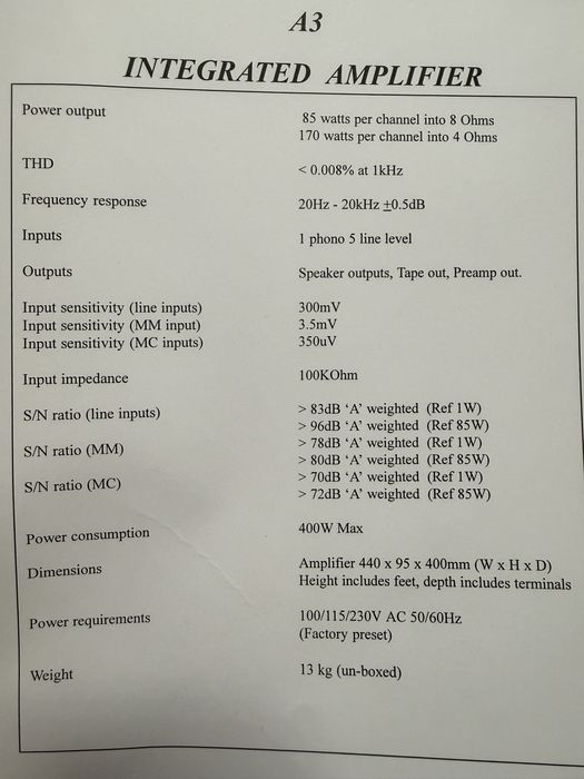 Musical Fidelity A3 Dual Mono Integrated Amplifier