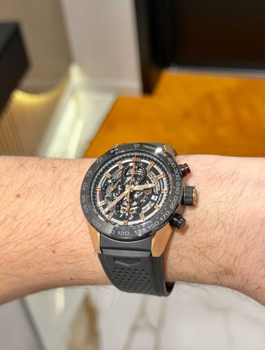 tag-heuer Skeleton / златисто-черен