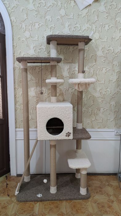 Большой Игровой комплекс для кошек. Когтеточка. Зоодомики