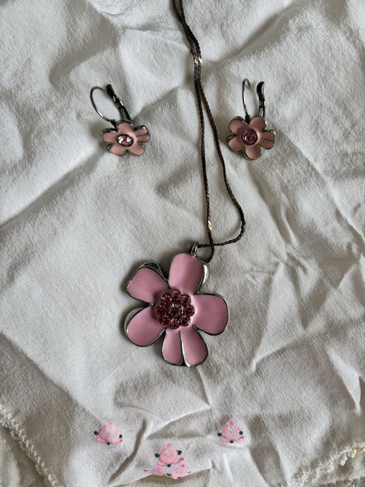 Обеци с цитрин и др. естест. камъни. Подарък розов комплет бижутерска