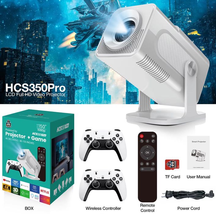 HCS350Pro — Portativ o‘yin pristavkasi konsol proyektorli, Wi-Fi  at11