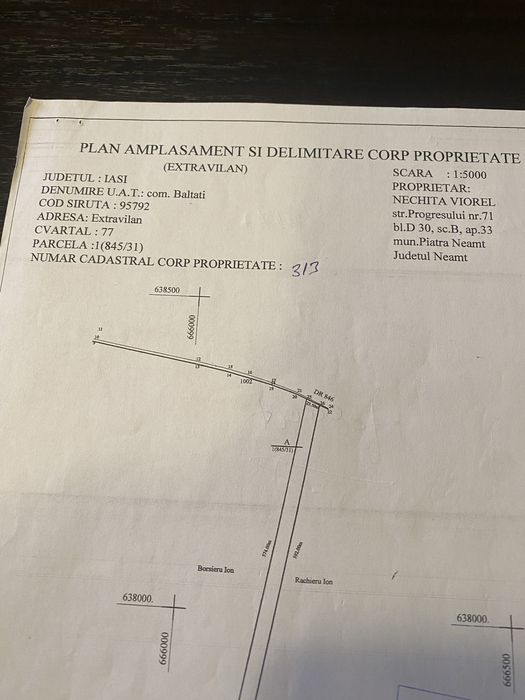 Vind teren exstravilan cu deschidere la E 85 Baltati