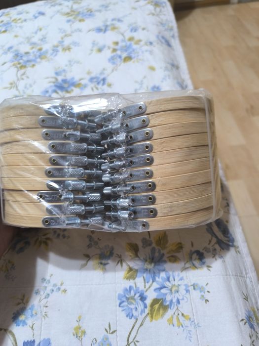 Комплект от 20бр. бамбукови пръстени  за шиене , бродиране регулируеми