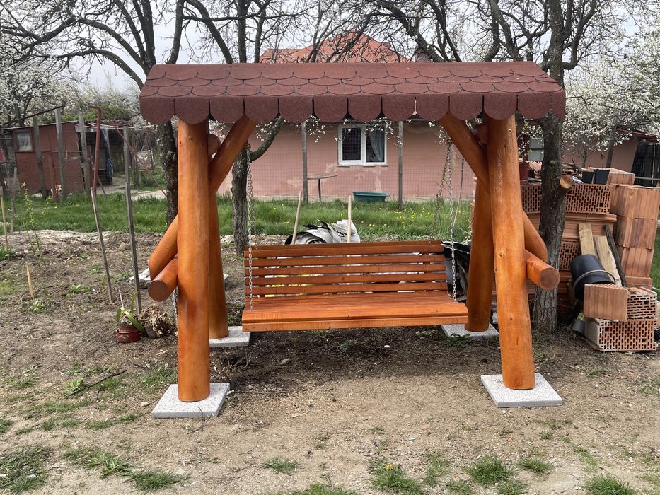 Balansoar masiv din lemn rustic / leagan lemn