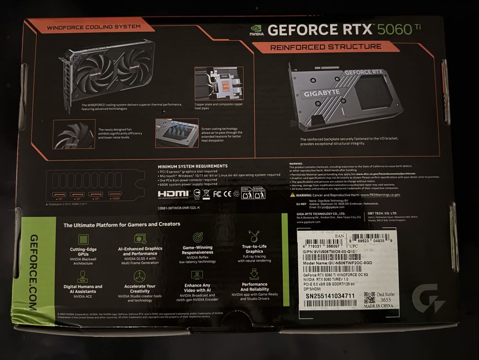 GIGABYTE GeForce RTX 5060 Ti windforce OC 8GB