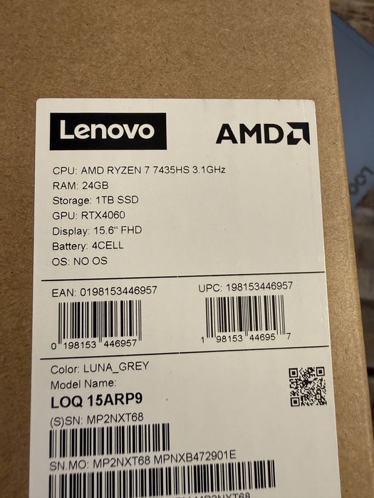 Laptop gaming Lenovo LOQ 15ARP9 4060