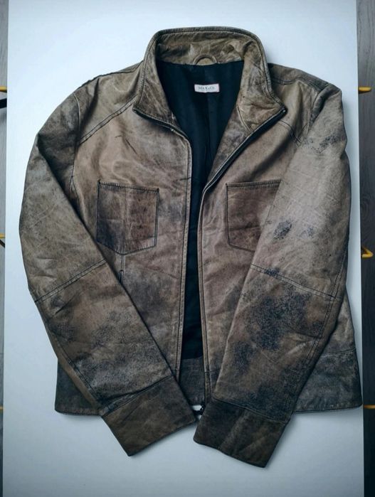 Jacheta Max&Co piele naturala cu efect distressed