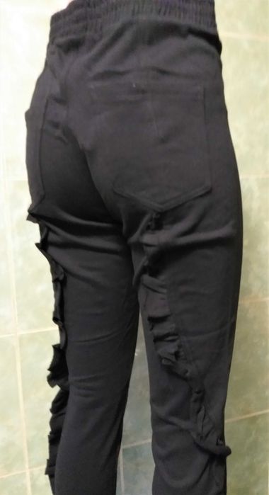 Pantaloni fashion dama PNK Casual cu detaliu lateral negru mar.34(noi)