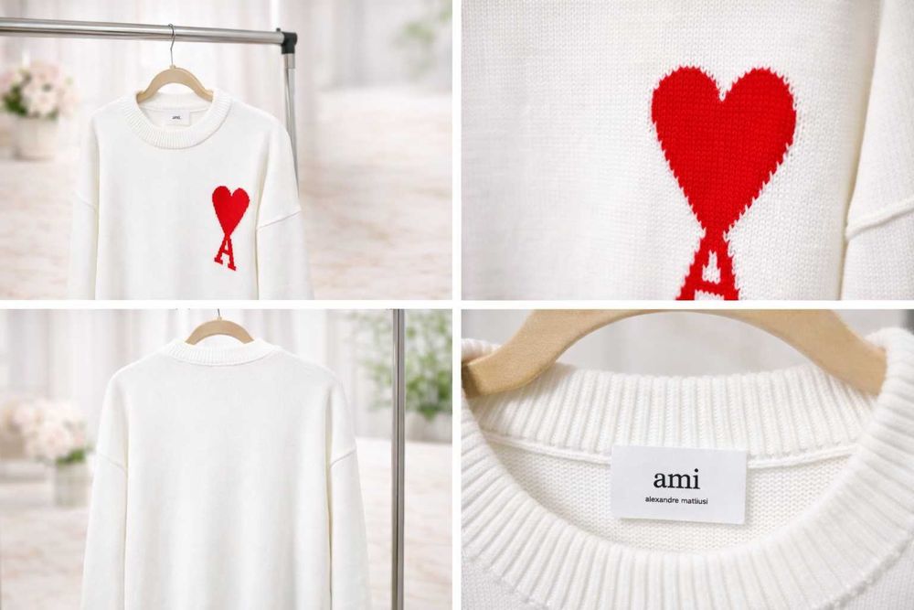 Pulover AMI – Lână & Bumbac, Mărime L (oversized), Premium