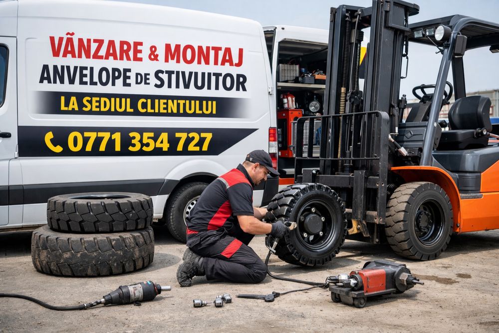 Anvelope stivuitor – vânzare și montaj pe loc | Service mobil