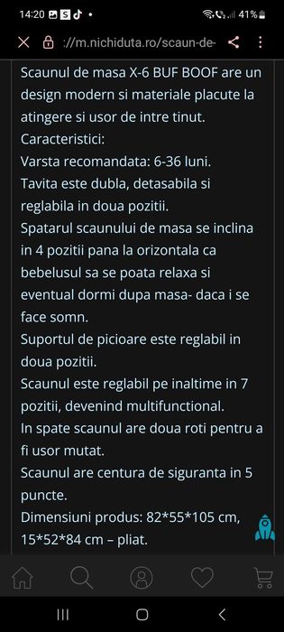 Vând scaun bebe multifuncțional !