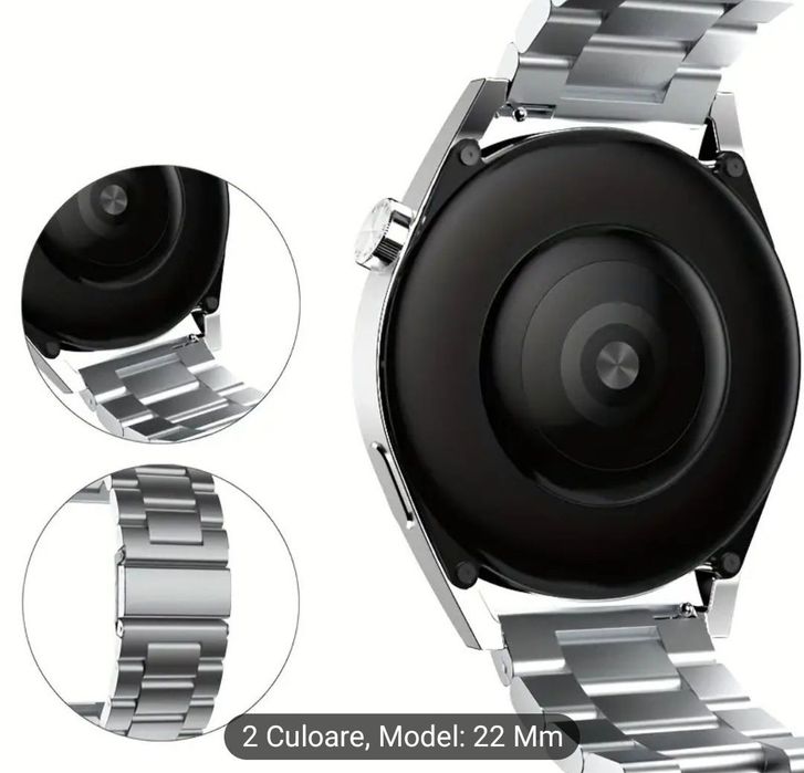 Curele metalice și silicon Smartwatch Samsung, Huawei, Garmin etc, 22 mm