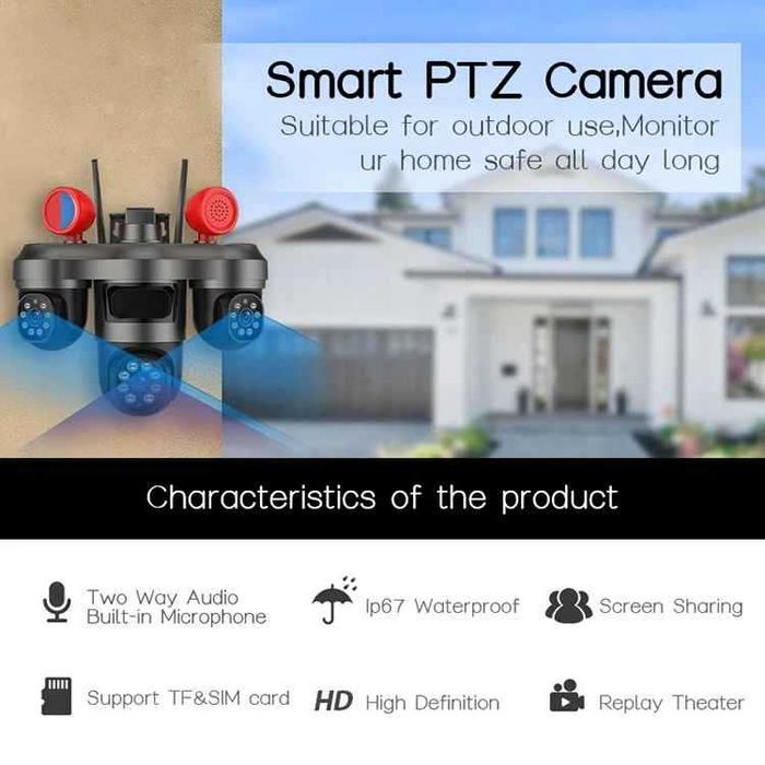 Външна Охранителна Камера 360 Wifi или 4g 15MP със сирена и светлини