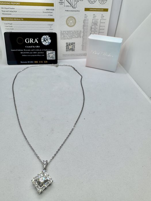 Сребърно колие с мойсанит (Диамант) 1 карат