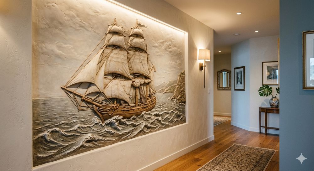 барельеф и роспись стен