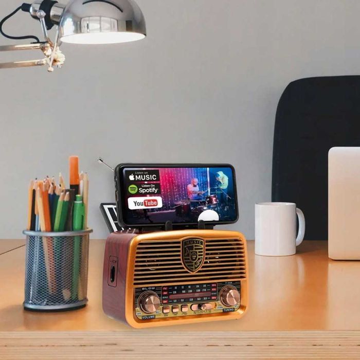 Ретро радио Golon-RX с Bluetooth, AM/FM, соларен панел