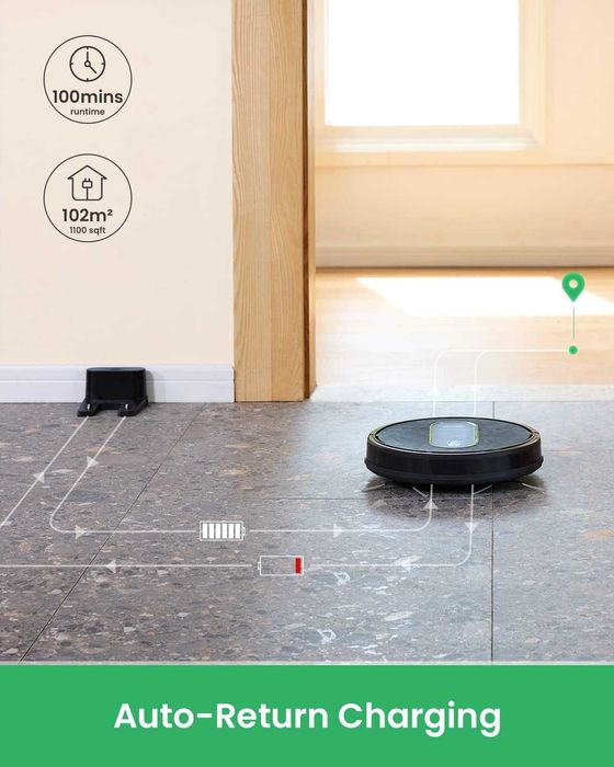 Роботизирана прахосмукачка Vactidy T6, тънка, тиха, WiFi//Alexa/Siri