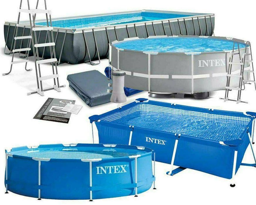 Intex 488x244x107 см+ Фылтр насос Лестница Тент Подстилка Каркасный ба