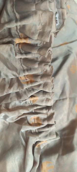 Vand 2 perdele organza gri silver patinat cu revers soft auriu