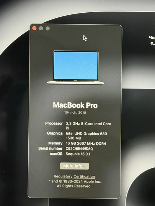 Apple MacBook Pro 2019 16" 16 GB RAM 1 TB GB SSD  i9