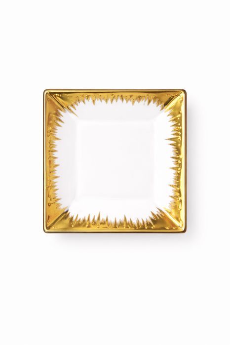 Set farfurii ceramica 18 piese, serviciu masa 6 persoane, alb cu auriu, model Luxury, design elegant, premium