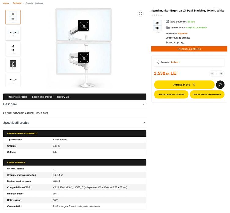 Suport monitor Ergotron LX Dual