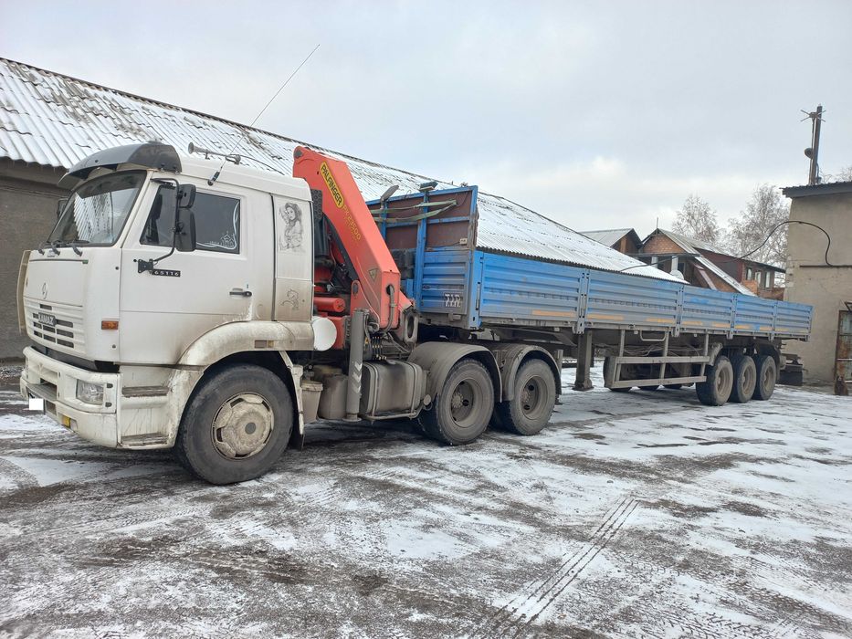 Аренда Камаза п/прицепа с КМУ, Камаза-самосвала, экскаватора-погрузчик ...
