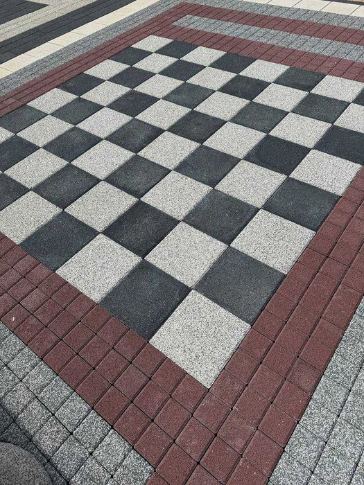 Брусчатка. Тротуарная плитка (прессованная брусчатка) , укладка