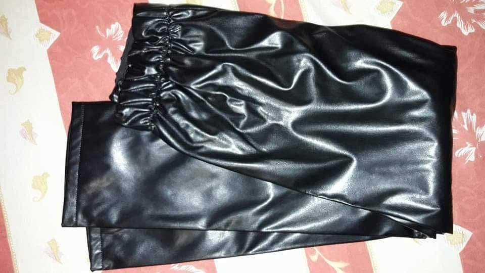 NEW Нови кожен клин//панталон ватиран  + подарък обеци