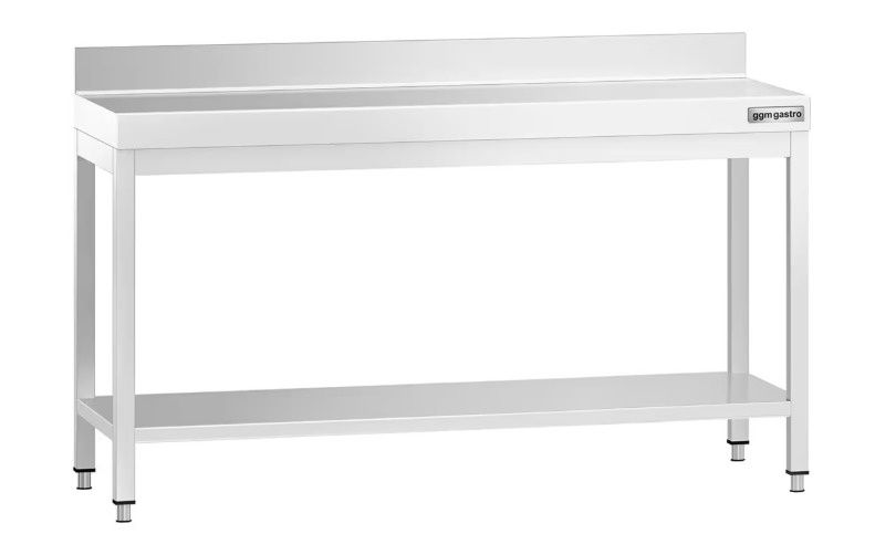 Mese blat de lucru Inox 1.6m cu polita si rebord