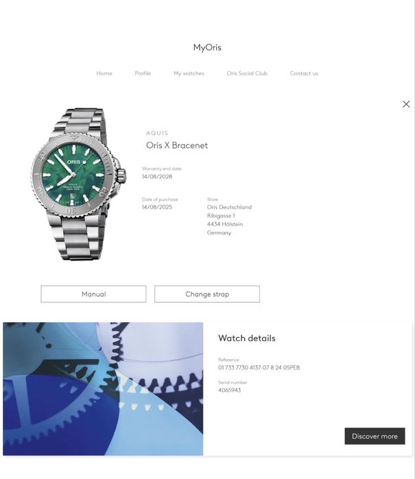 ORIS X Bracenet Aquis  4137 05PEB