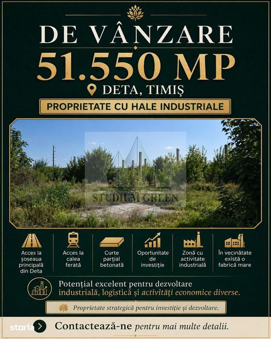 Proprietar vand 50.500 mp cu hale • Acces rutier și feroviar